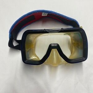 Vintage TUSA Mini Blue Snorkel Mask Tempered Glass Japan Crystal Silicone Skirt